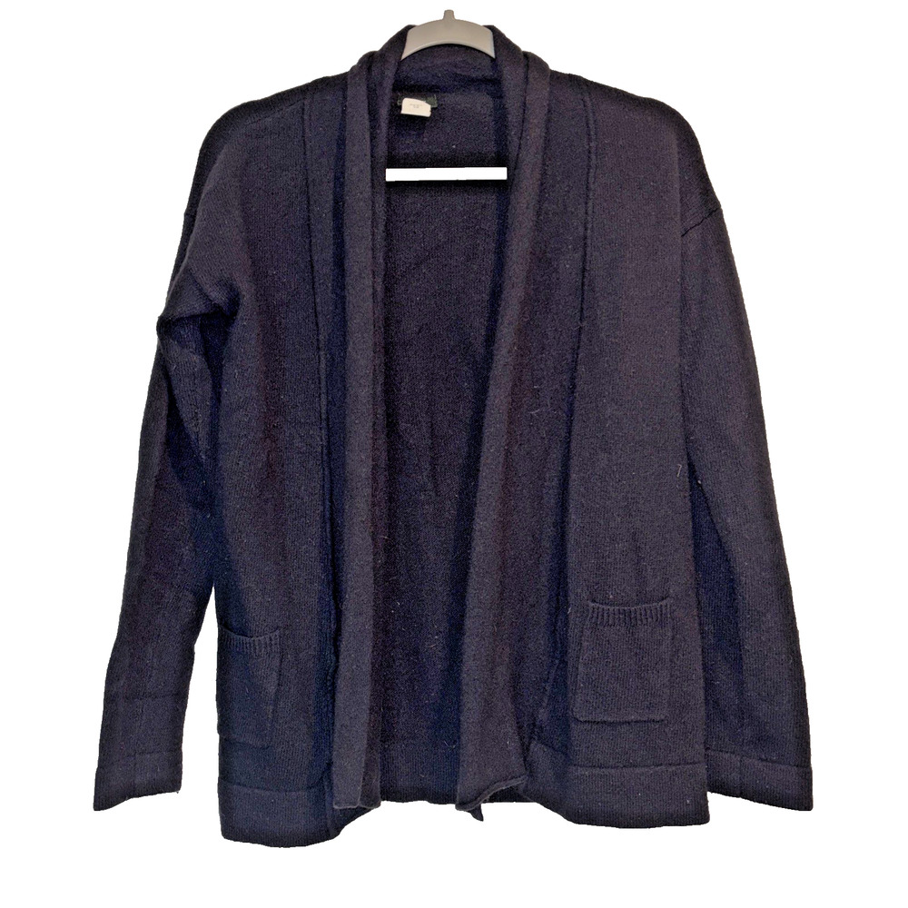J Crew Wool Cashmere Blend Open Front Cardigan Sweater Jacket Black Medium